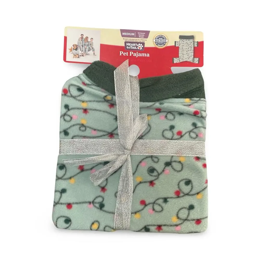 Heart to Tail Christmas Holiday Pet Dog Pajama Medium Green Fleece Beagle NWT